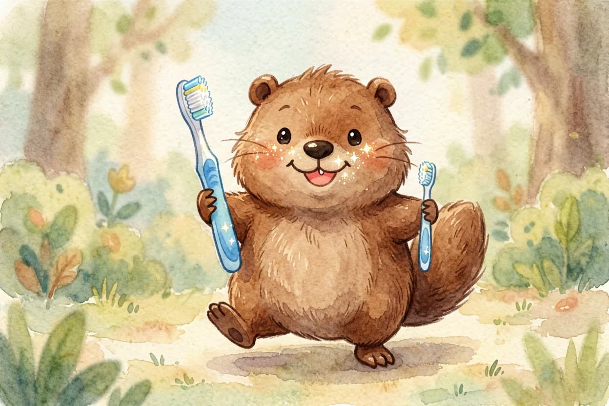 The little beaver walking home proudly showing off her new toothbrush and sparkly smile
