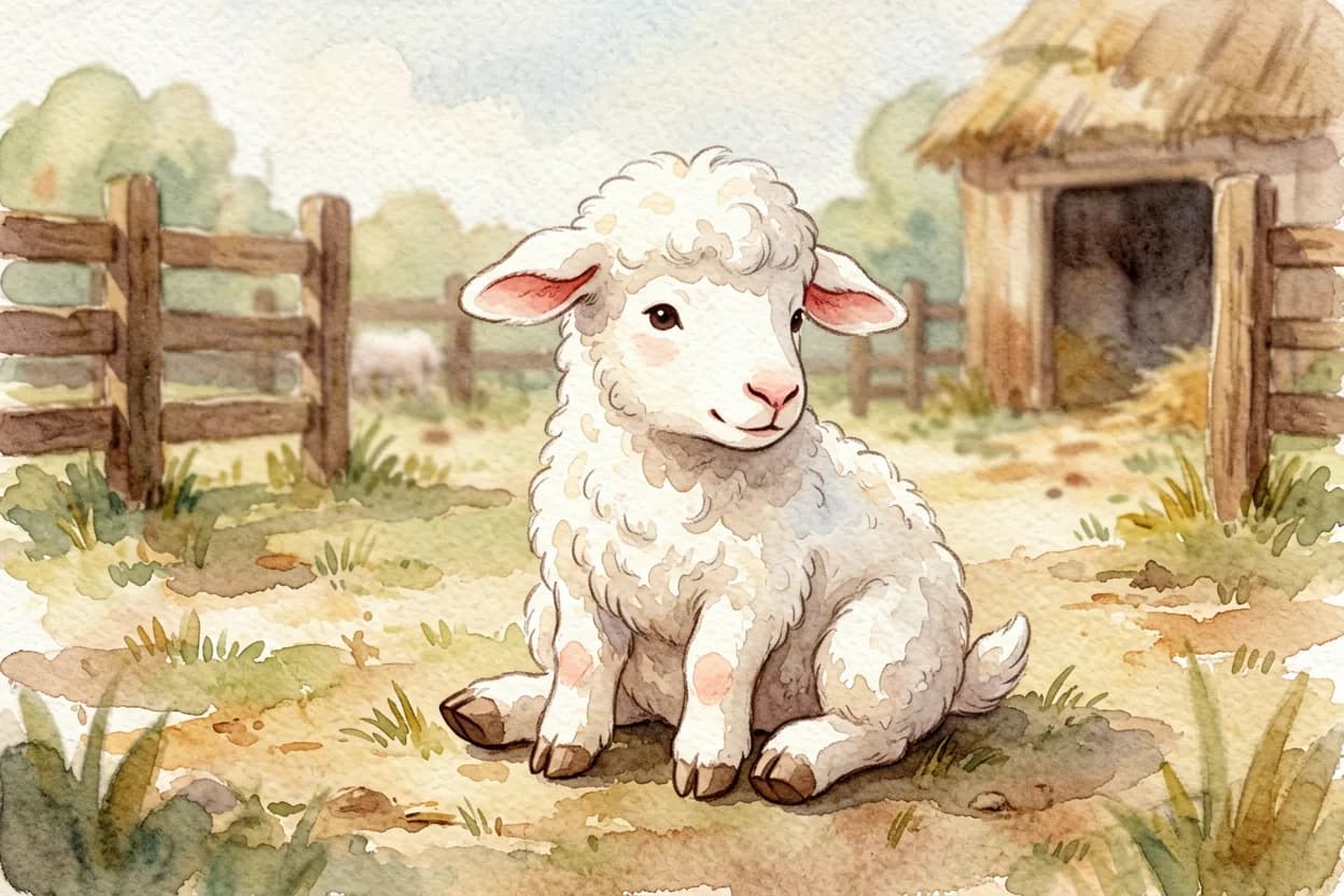 The little goat sitting alone looking miserable, weighed down by his lie, unable to play